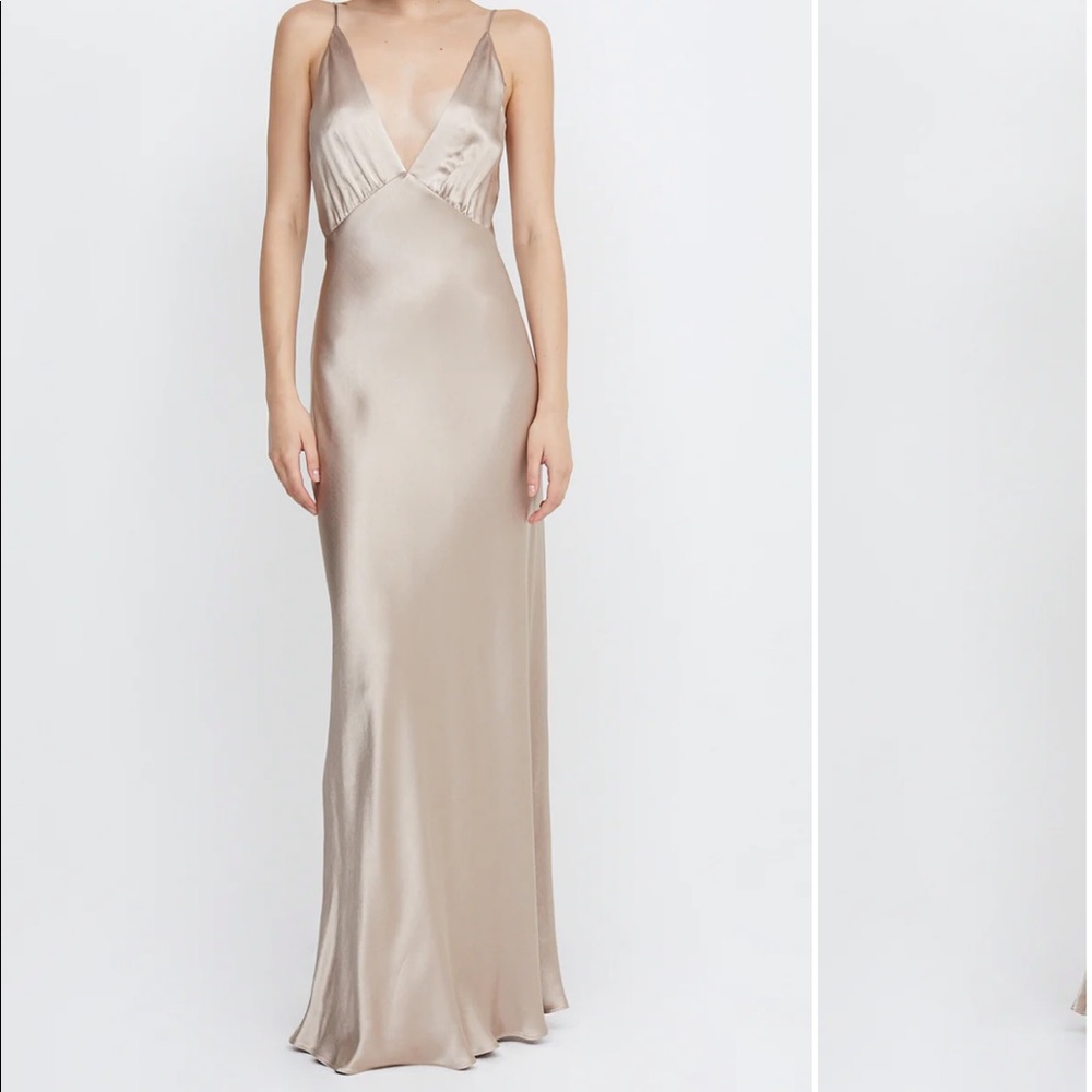 Bec & Bridge Lorelai V Maxi Dress - champagne floor length dress